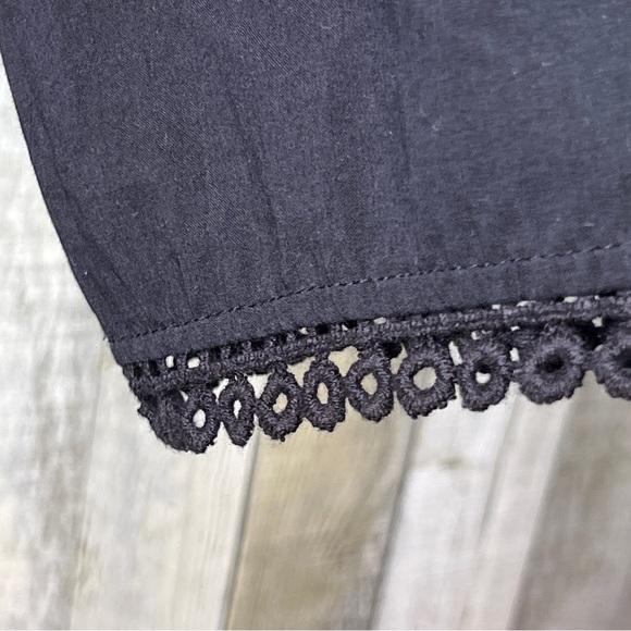 Mud Pie (Flawed Tie String) XL Black Coverup With Eyelet Lace Trim Pullover - Picture 7 of 13